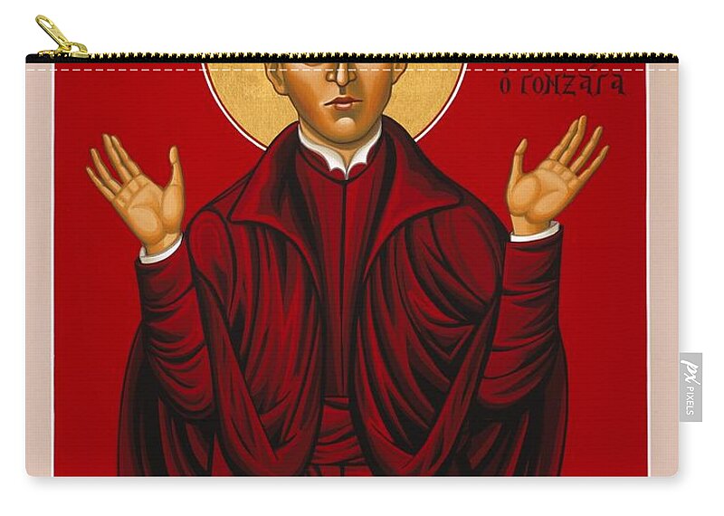 St. Aloysius Zip Pouch featuring the painting St. Aloysius in the Fire of Prayer 020 by William Hart McNichols