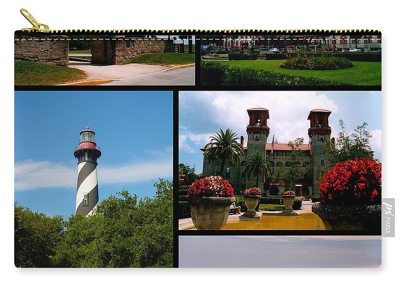 St. Augustine Zip Pouch featuring the photograph St Augustine in Florida - 2 Collage by Susanne Van Hulst