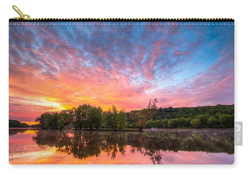St. Croix River Zip Pouch featuring the photograph St. Croix River at Dawn by Adam Mateo Fierro