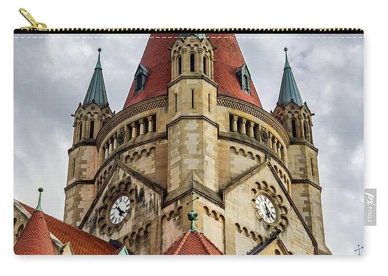 St Zip Pouch featuring the photograph St. Francis of Assisi Church in Vienna by Pablo Lopez