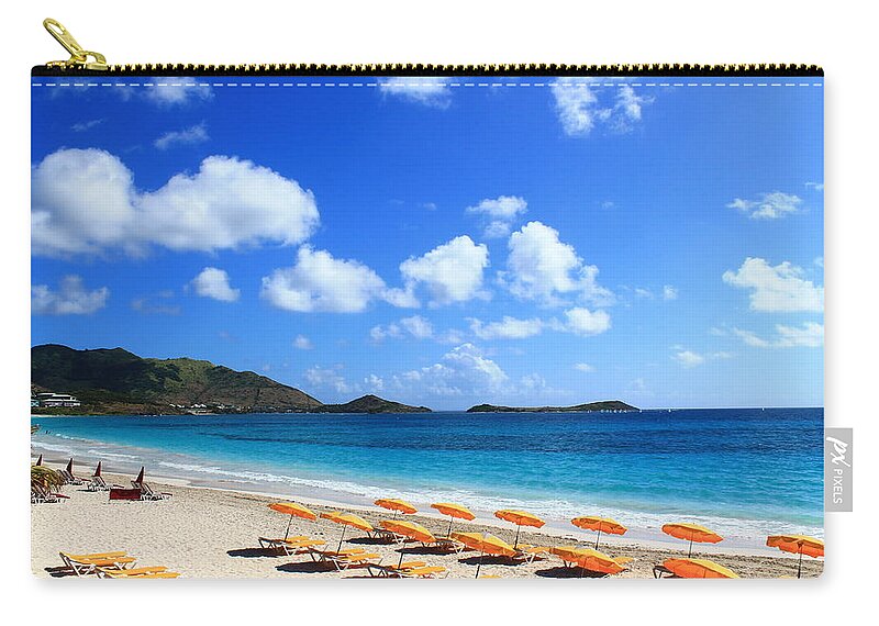 St. Maarten Zip Pouch featuring the photograph St. Maarten Calm Sea by Catie Canetti