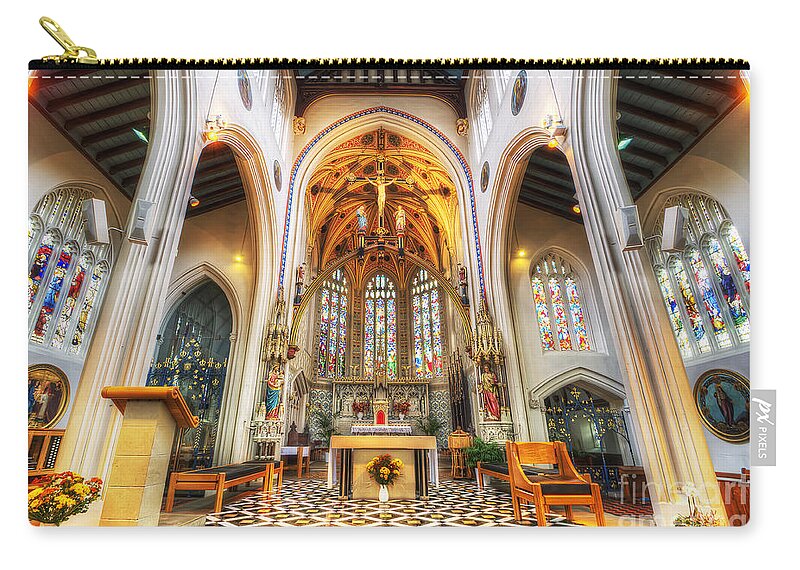 Yhun Suarez Zip Pouch featuring the photograph St Mary's Catholic Church - The Altar by Yhun Suarez
