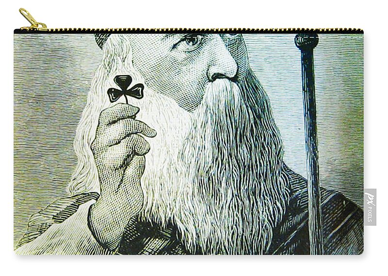 St Patrick Zip Pouch featuring the digital art St Patrick by Bill Cannon