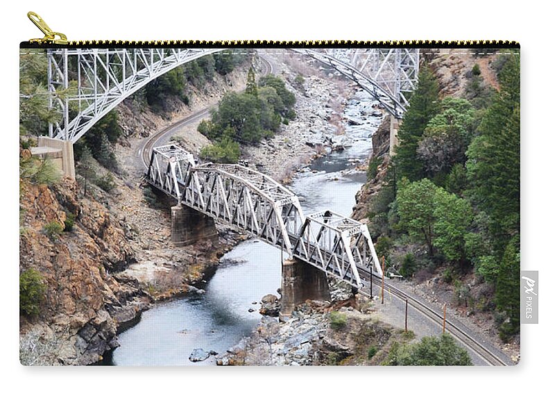 Stacked Zip Pouch featuring the photograph Stacked Bridges by Holly Blunkall