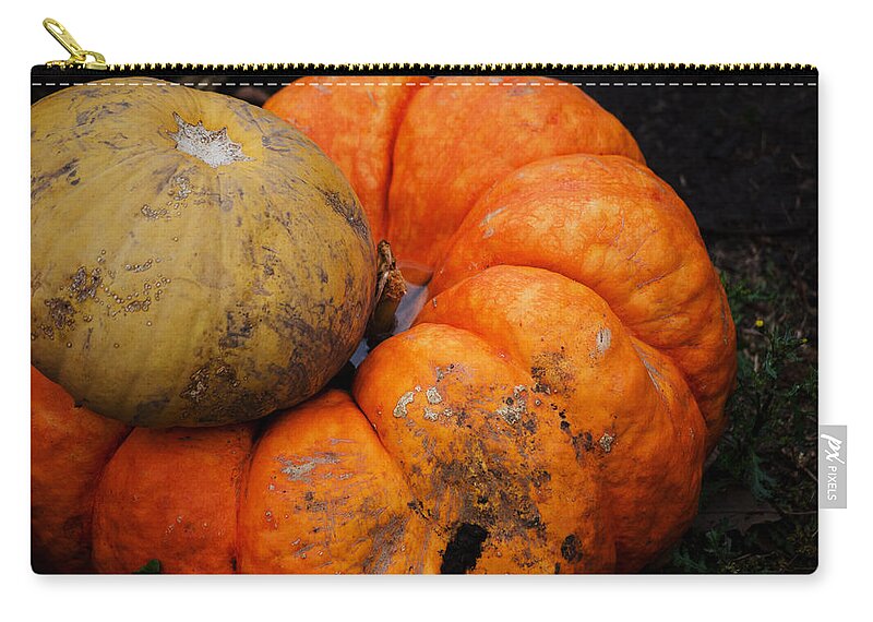 Pumpkin Zip Pouch featuring the photograph Stacked Pumpkins by Jim Shackett
