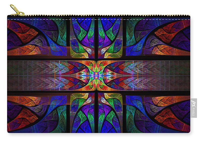 Fractal Zip Pouch featuring the digital art Stained Glass by Gary Blackman