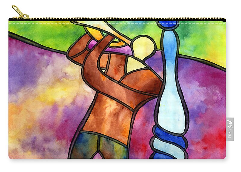 Jazz Carry-all Pouch featuring the painting Stained Glass Jazzman by Hailey E Herrera