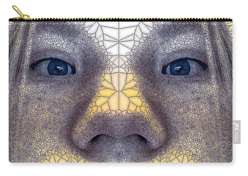 Face Zip Pouch featuring the digital art Stained Glass Stare by Ron Bissett