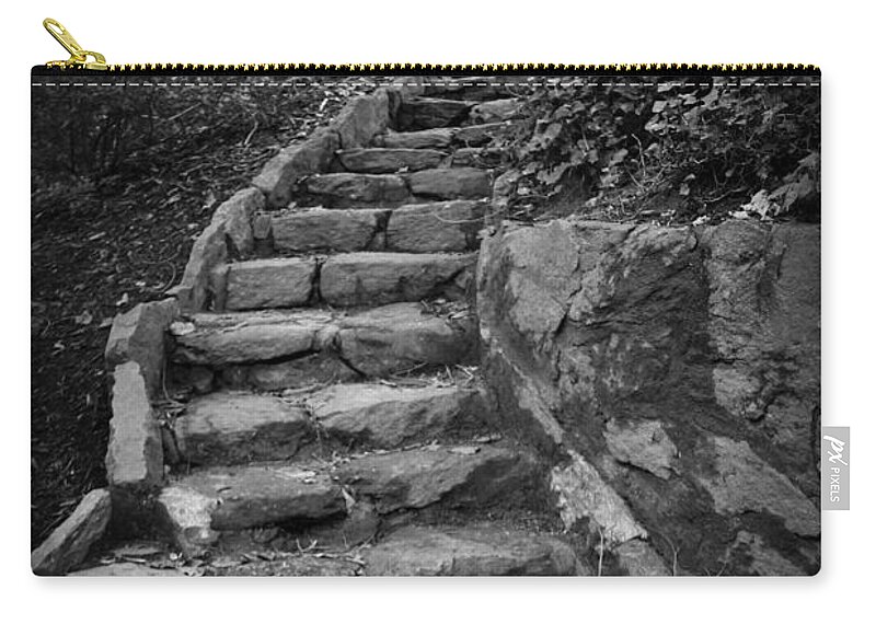 Kelly Hazel Zip Pouch featuring the photograph Stairs in a Garden by Kelly Hazel