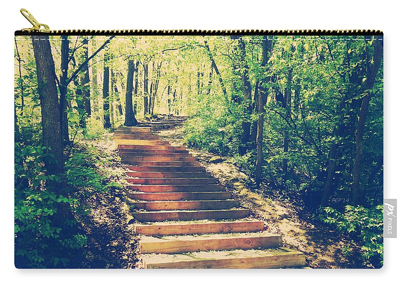 Photography Zip Pouch featuring the photograph Stairway Into The Forest by Phil Perkins