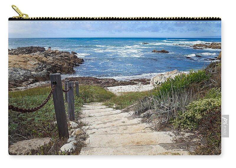 Asilomar State Beach Zip Pouch featuring the photograph Stairway To Asilomar State Beach by Priya Ghose