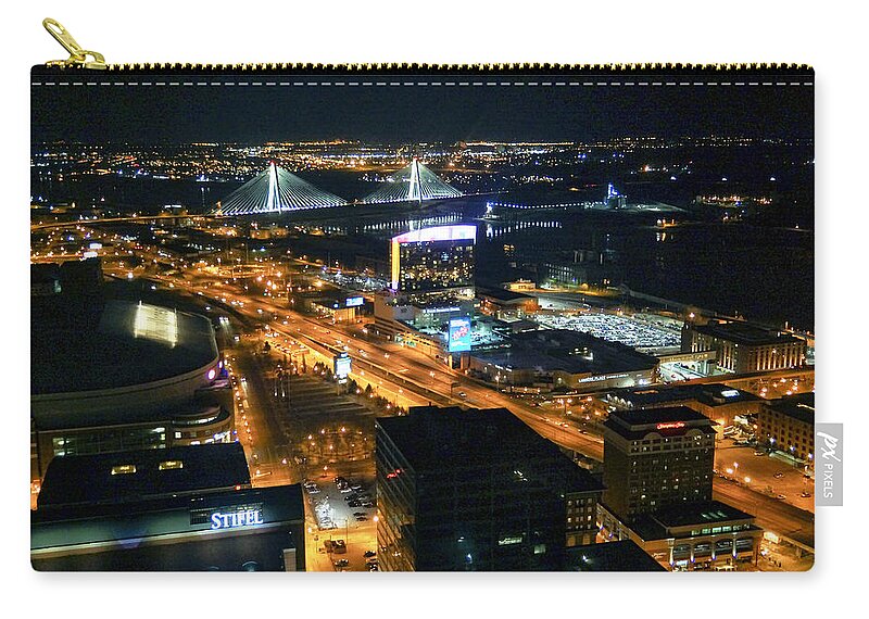 Stan Musial Zip Pouch featuring the photograph Stan Musial Bridge in St Louis MO DSC03215 by Greg Kluempers