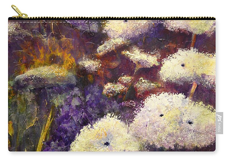 Queen Anne's Lace Zip Pouch featuring the painting Stand Tall by Claire Bull