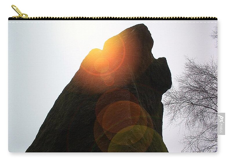 Standing Zip Pouch featuring the photograph Standing Stone at Gardom's Edge by Asa Jones