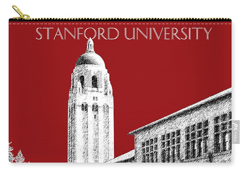 University Carry-all Pouch featuring the digital art Stanford University - Dark Red by DB Artist