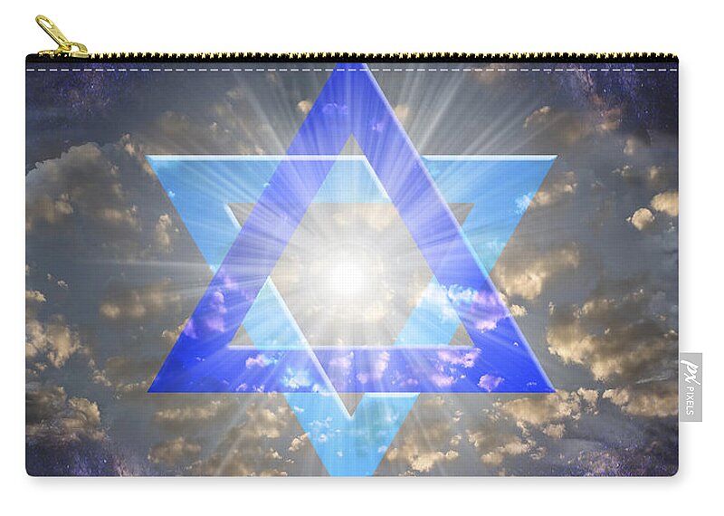 Star Of David Zip Pouch featuring the digital art Star Of David and The Milky Way by Endre Balogh