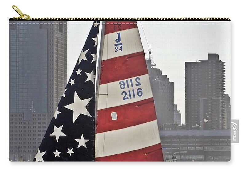 Sailboat Zip Pouch featuring the photograph Star Spangled Sail by Lilliana Mendez