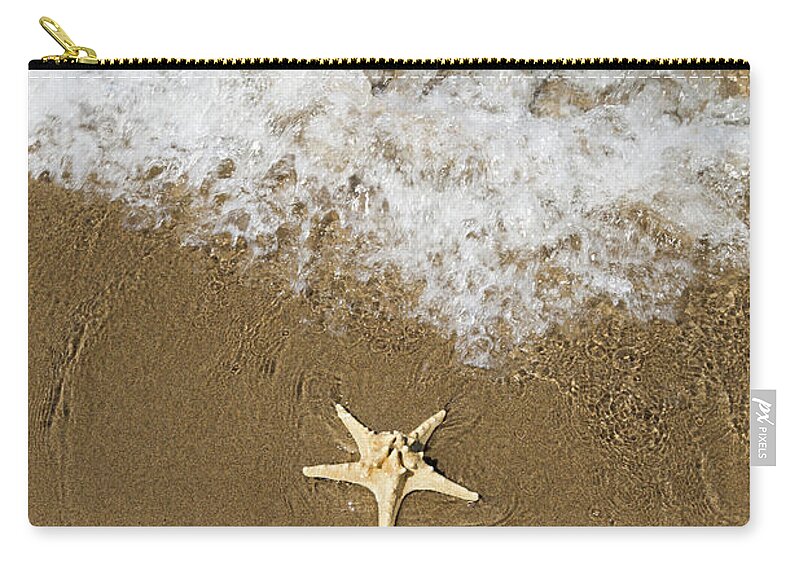 Water's Edge Zip Pouch featuring the photograph Starfish On The Beach by Uchar