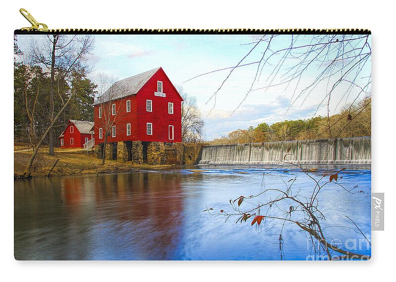 Starrs Mill Zip Pouch featuring the photograph Starrs Mill on Whitewater Creek by Barbara Bowen