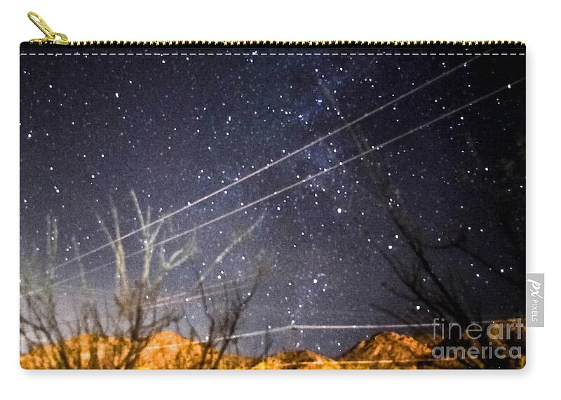 Desert Night Sky Zip Pouch featuring the photograph Stars Drunk on LightPaint by Angela J Wright