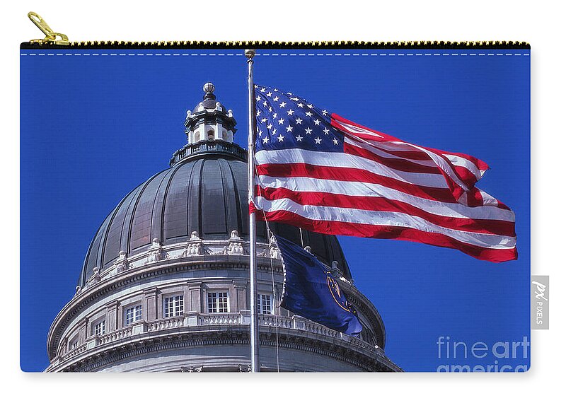 State Capitol Zip Pouch featuring the photograph State Capitol Dome, Salt Lake City, Utah by Adam Sylvester