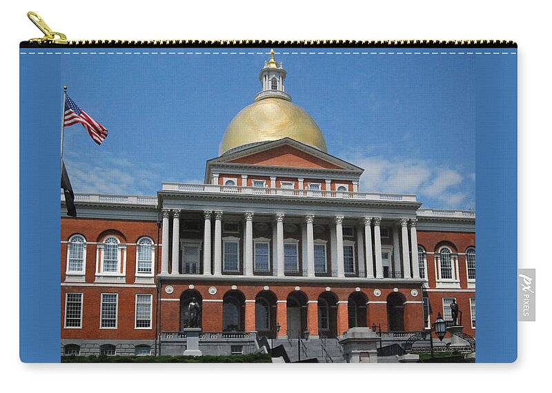 Boston Zip Pouch featuring the photograph State House Boston by Caroline Stella