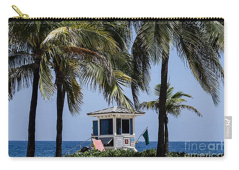 Lifeguard Zip Pouch featuring the photograph Station 5 by Judy Wolinsky