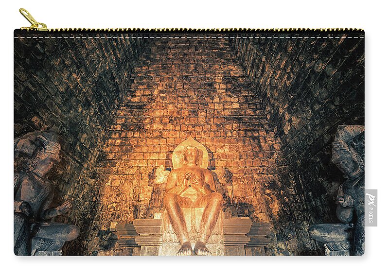 Southeast Asia Zip Pouch featuring the photograph Statue Of Buddha In A Temple, Java by Zodebala