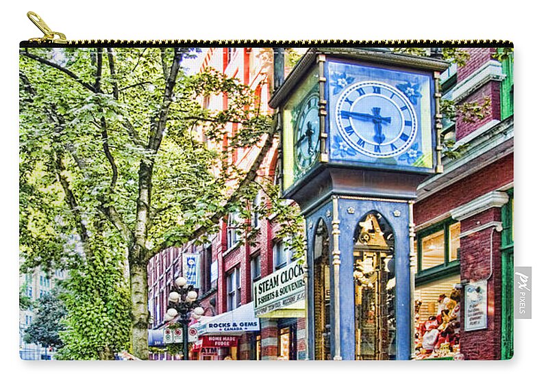 Steam Zip Pouch featuring the photograph Steam Clock in Vancouver Gastown by David Smith