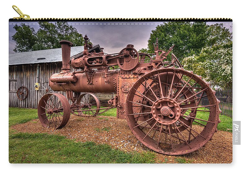 Steam Tractor Zip Pouch featuring the photograph Steam Tractor by Brett Engle