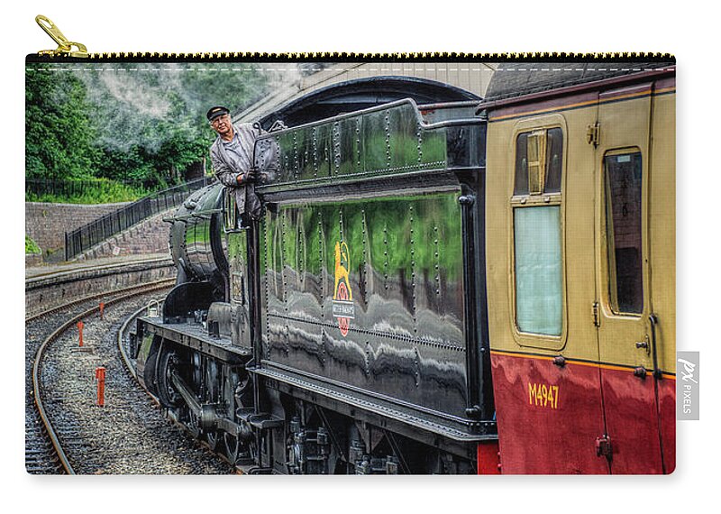 Steam Locomotive Zip Pouch featuring the photograph Steam Train 3802 by Adrian Evans
