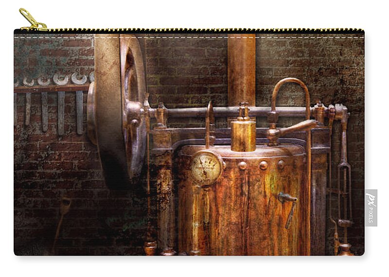 Modern Zip Pouch featuring the photograph Steampunk - Powering the modern home by Mike Savad
