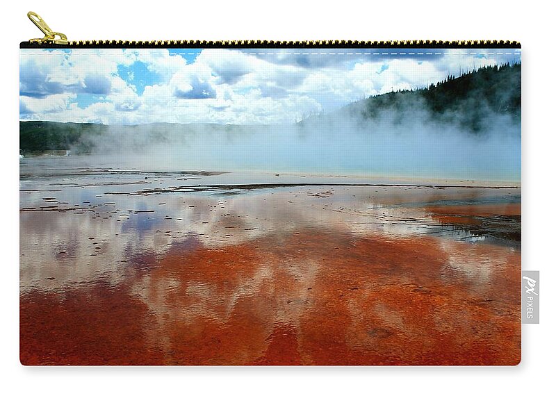 Yellowstone National Park Zip Pouch featuring the photograph Steamy Springs by Catie Canetti
