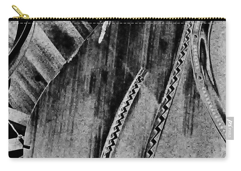 Steinway Zip Pouch featuring the digital art Steinway Black and White Inners by Georgianne Giese