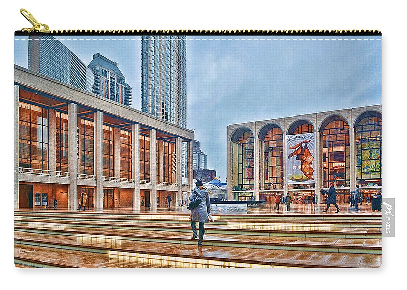 'upper West Side Zip Pouch featuring the photograph Steps to Fame Lincoln Center by Jeffrey Friedkin
