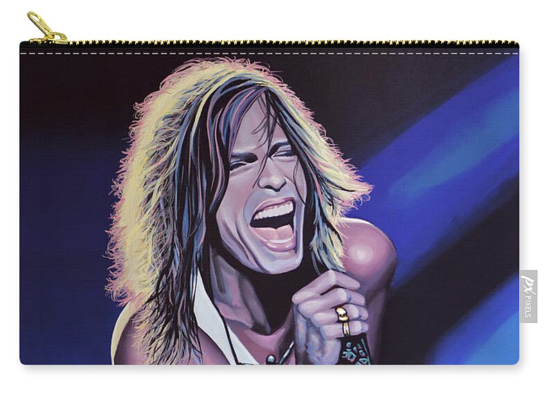 Steven Tyler Carry-all Pouch featuring the painting Steven Tyler 3 by Paul Meijering