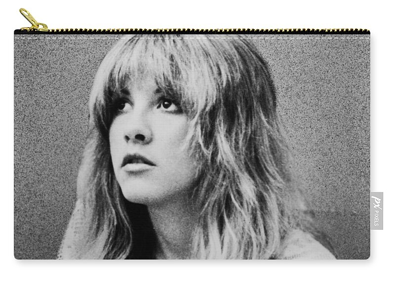 Stevie Nicks Carry-all Pouch featuring the photograph Stevie Nicks bw by Georgia Fowler
