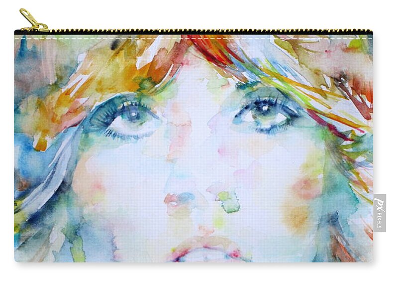 Stevie Nicks Zip Pouch featuring the painting STEVIE NICKS - watercolor portrait by Fabrizio Cassetta