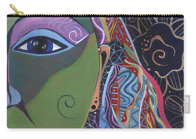 Woman Zip Pouch featuring the painting Still A Mystery 5 by Helena Tiainen