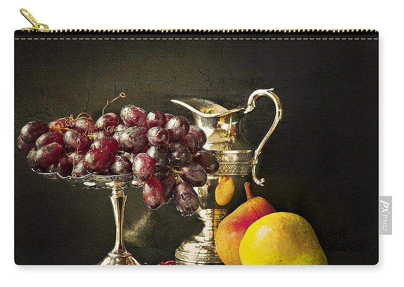 Chiaroscuro Zip Pouch featuring the photograph Still Life With Fruit by Theresa Tahara