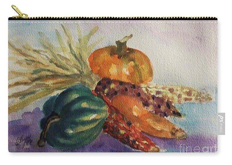 Still Life Zip Pouch featuring the painting Still Life with Indian Corn by Ellen Levinson