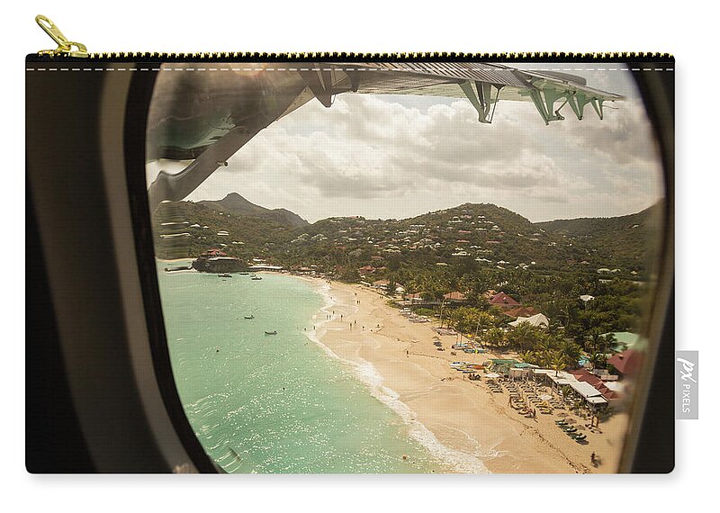 Water's Edge Zip Pouch featuring the photograph St.jean Beach From The Air by Per Breiehagen