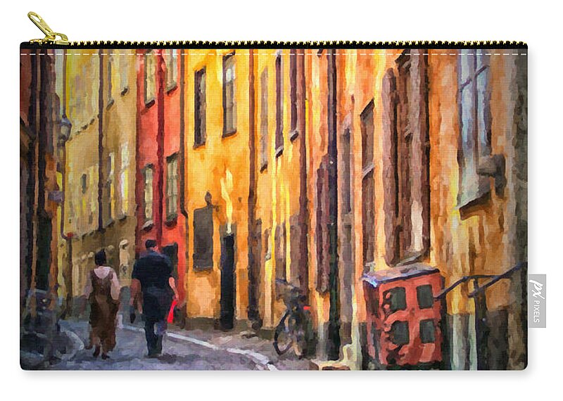 Digital Zip Pouch featuring the painting Stockholm Gamla Stan Painting by Antony McAulay