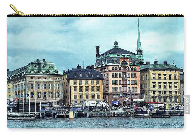 Panoramic Zip Pouch featuring the photograph Stockholm Old Town by Sara Melhuish