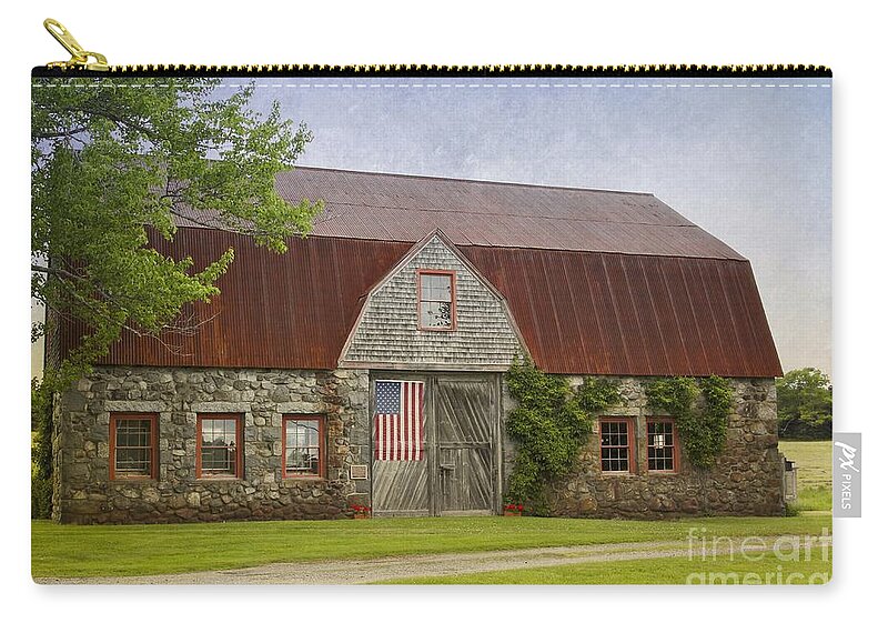 Maine Zip Pouch featuring the photograph Stone Barn by Karin Pinkham