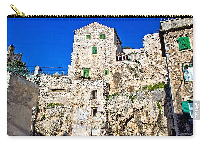 Croatia Zip Pouch featuring the photograph Stone house on the rock by Brch Photography