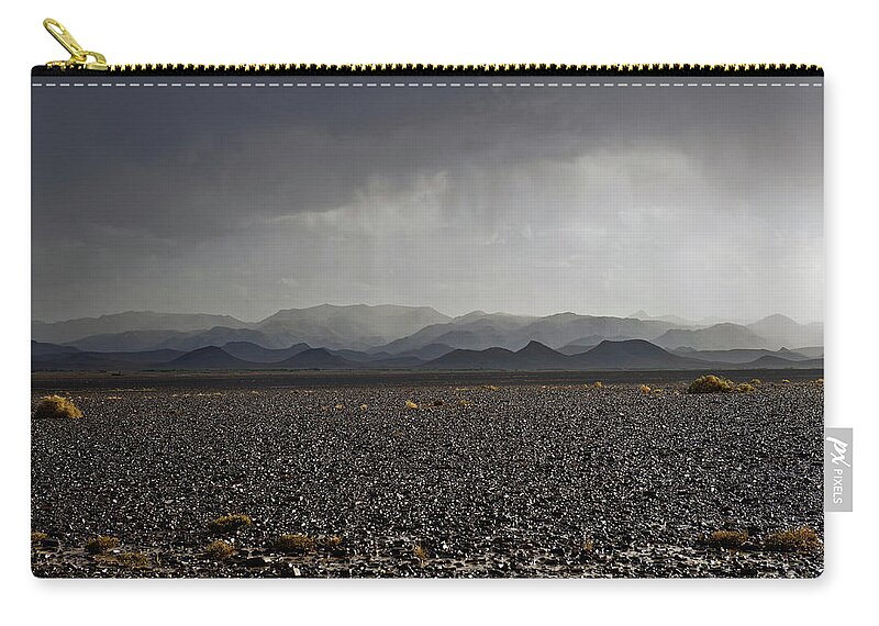 Scenics Zip Pouch featuring the photograph Storm In Moroccan Desert Africa by Pavliha