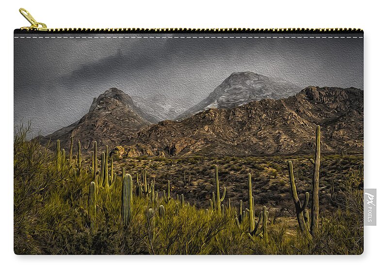 Mark Myhaver 2014 Zip Pouch featuring the photograph Storm Over Catalinas ASO by Mark Myhaver