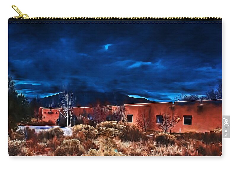 December Zip Pouch featuring the photograph Storm over Taos LX - homage OKeeffe by Charles Muhle
