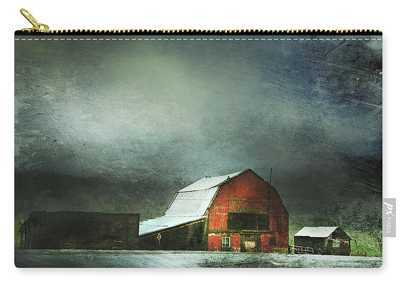 Red Barn Zip Pouch featuring the photograph Storm by Theresa Tahara